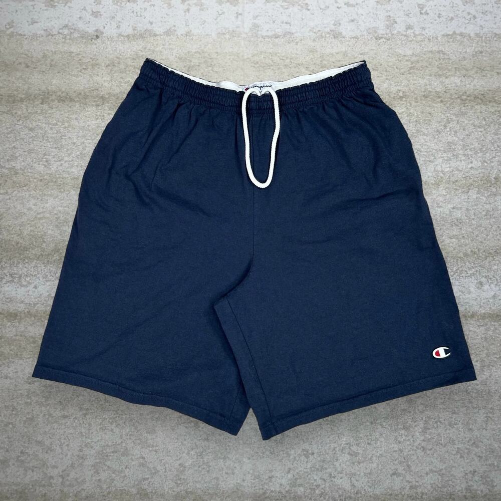 Vintage Y2K Champion Sweat Shorts 30x34 Navy Blue Cotton Logo 9" Inseam
